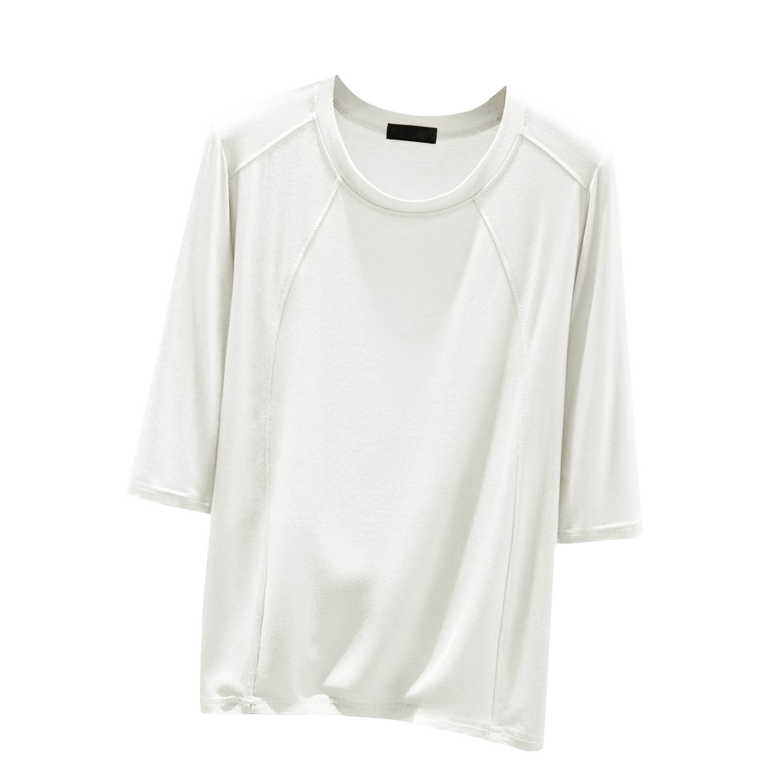 Women 3/4 Sleeve Shirts Soft Comfortable Basic Crew Neck Pullover Top Loungewear Pajamas Tee