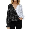 thumbnail image 1 of Maean Women Blouse V Neck Long Sleeve Polka Dot Dressy Casual Pullover Tops Fall Fashion Shirts, 1 of 6