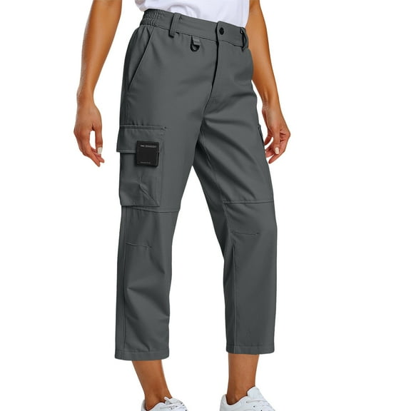 Maean Women Cargo Pant Ankle Length Cropped Straight Leg Trousers High Waist Loose Casual Hiking Pants