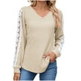 thumbnail image 1 of Maean Women Fall Blouse Lace Long Sleeve Fashion Tops Dressy Casual V Neck Work Tunic Top Trendy Outfits, 1 of 7