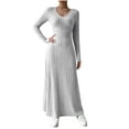 thumbnail image 1 of Maean Women Fall Winter Knit Maxi Dress Slim High Waist Fashion Ribbed Stretchy Sweater Maxi Dresses, 1 of 7