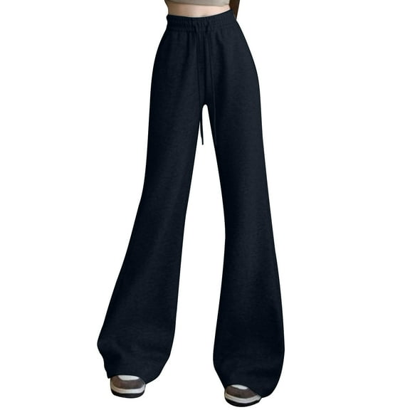 Maean Women Flared Pants Wide Leg Loose Bell Bottom Elastic Waist Drawstring Sweatpant with Pockets