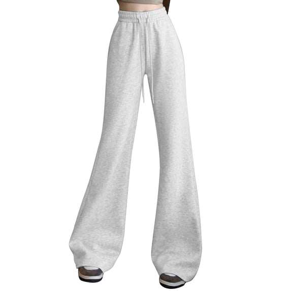 Maean Women Flared Pants Wide Leg Loose Bell Bottom Elastic Waist Drawstring Sweatpant with Pockets