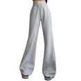thumbnail image 1 of Maean Women Flared Pants Wide Leg Loose Bell Bottom Elastic Waist Drawstring Sweatpant with Pockets, 1 of 7
