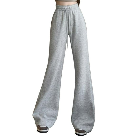 Maean Women Flared Pants Wide Leg Loose Bell Bottom Elastic Waist Drawstring Sweatpant with Pockets