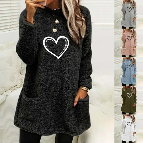 Maean Women Fleece Fuzzy Sweatshirt Baggy Oversized Fall Winter Warm Sherpa Loungewear Pajamas Tops