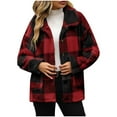 thumbnail image 1 of Maean Women Fleece Jacket Sherpa Fuzzy Plaid Coats Button down Fall Winter Warm Shackets with Pockets, 1 of 7