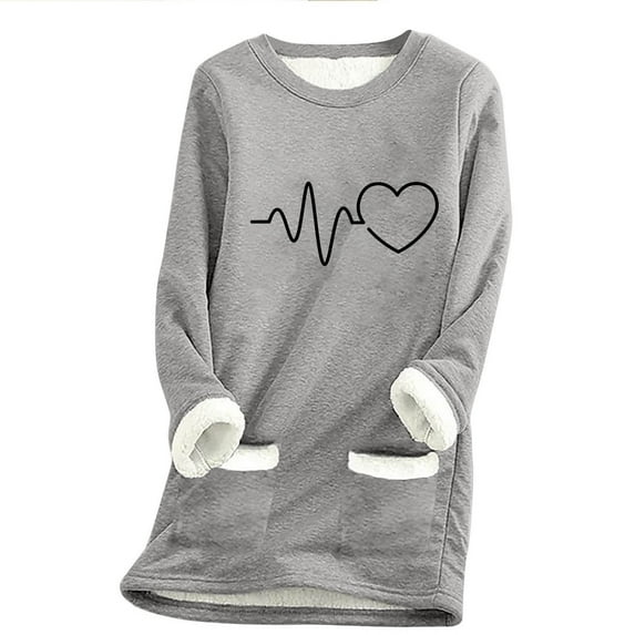 Maean Women Fleece Sweatshirt Loungewear Sherpa Lined Warm Crewneck Pullover Clothes with Pockets
