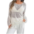 thumbnail image 1 of Maean Women Long Sleeve Shirts Lightweight Basic Plain Sun Protection Tee Round Neck Loose Pullover Tees, 1 of 4