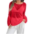 thumbnail image 1 of Maean Women Long Sleeve Shirts Lightweight Basic Plain Sun Protection Tee Round Neck Loose Pullover Tees, 1 of 4