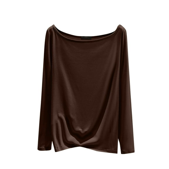 Maean Women Long Sleeve Shirts Soft Comfortable Basic Crew Neck Pullover Top Loungewear Pajamas Tee