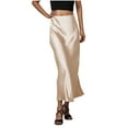 thumbnail image 1 of Maean Women Satin Skirts High Waist Slim Casual Business Office Formal Dress Ladies Midi Silky Work Skirt, 1 of 7