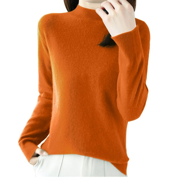 Maean Women Mock Neck Sweater Pullover Basic Knit Lightweight Warm Slim Long Sleeve Casual Tops