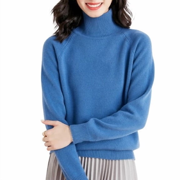 Maean Women Mock Neck Sweaters Pullover Turtleneck Long Sleeve Solid Color Fall Winter Soft Knitted Tops S-2XL