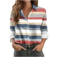 thumbnail image 1 of Maean Women Plus Size Button down Shirts Striped Long Sleeve Collared Tops Casual Office Blouse S-5XL, 1 of 6