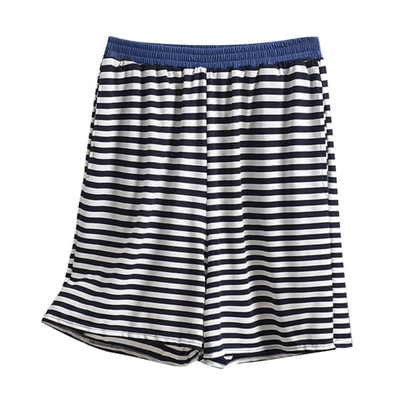 Maean Women Plus Size Pjs Shorts with Pockets Striped Elastic Waist Loose Lounge Shorts for Sleepwear