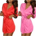 thumbnail image 1 of Maean Women Satin Silky Robe Short Bathrobe Lightweight Wedding Robes for Party Loungewear 2 Pack, 1 of 7