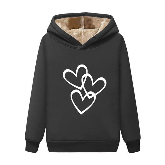 Maean Women Sherpa Fleece Sweatshirt Hoodie Fuzzy Lined Warm Fall Winter Fashion Loose Sweatshirts