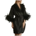 thumbnail image 1 of Maean Women Silk Satin Pajama Robe Wedding Party Bathrobe Soft Loungewear Knee Length Sleepwear Pajamas Gown, 1 of 8
