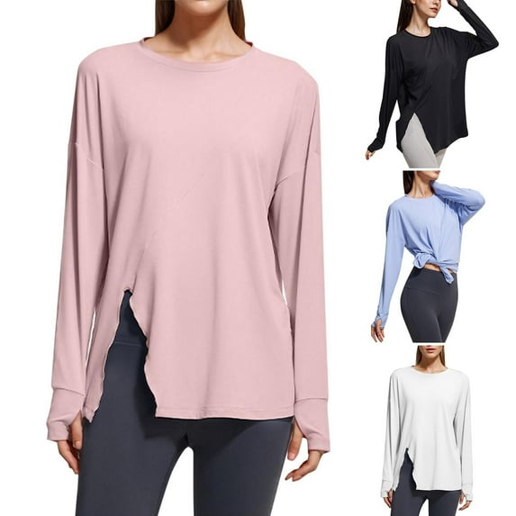 Maean Women Yoga Tops Long Sleeve Basic Soft Breathable Loose Shirts Workout Gym Lightweight Tee
