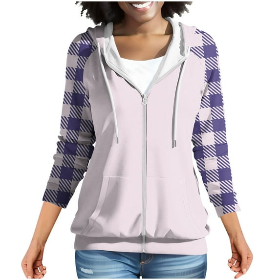 Maean Women Zip up Sweatshirt Coats Hoodie Drawstring Fleece Lined Casual Fall Jackets with Pockets