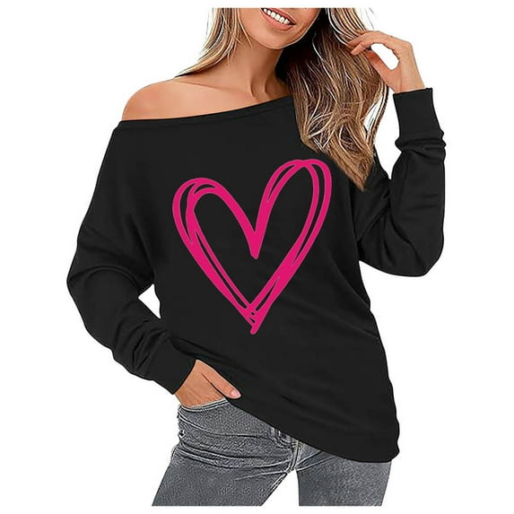 Maean Women off Shoulder Top Long Sleeve Fashion Fall Outfits Loose Lightweight Pullover Sweatshirt