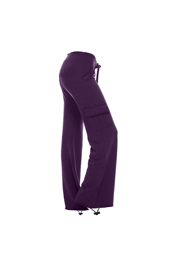 Women's Cargo Pants Casual Summer Straight Wide Leg Loose Elastic Waist Drawstring Trousers with Pockets