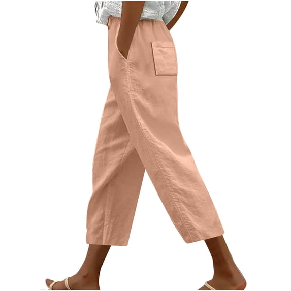 Maean Women's Casual Capris Pants High Waisted Straight Wide Leg Loose Drawstring Trousers with Pockets