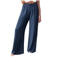 thumbnail image 1 of Maean Women's Casual Loose Wide Leg Pants Drawstring Waist Loose Solid Color Home Cotton Linen Pants, 1 of 7