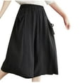 thumbnail image 1 of Maean Women's Casual Shorts Cotton Linen Wide Leg Pleated Dressy Elastic High Waist Baggy Solid Color, 1 of 6