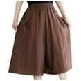 thumbnail image 1 of Maean Women's Casual Shorts Cotton Linen Wide Leg Pleated Dressy Elastic High Waist Baggy Solid Color, 1 of 6