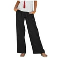 thumbnail image 1 of Maean Women's Comfy Wide Leg Pants Elastic Waist Solid Color Casual Loose Outdoor Walk Trousers with Pockets, 1 of 6