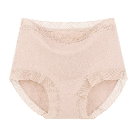 Maean Women's Cotton Underwear High Waist Lace Trim Full Coverage Panties Plus Size Comfortable Soft Briefs