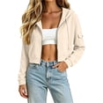 thumbnail image 1 of Maean Women's Crop Zip up Hoodies Coat Casual Hooded Sweatshirts Fall Cargo Jacket with Pockets, 1 of 7