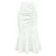 thumbnail image 1 of Maean Women's High Waist Skirts Ruched Ruffle Asymmetrical Hem Flowy Slim Stretchy Long Skirt XL-5XL, 1 of 5