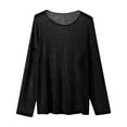 thumbnail image 1 of Maean Women's Mesh Top Crewneck Oversized Shirt Loose See Through Long Sleeve Hollow out Pullover Tops, 1 of 7