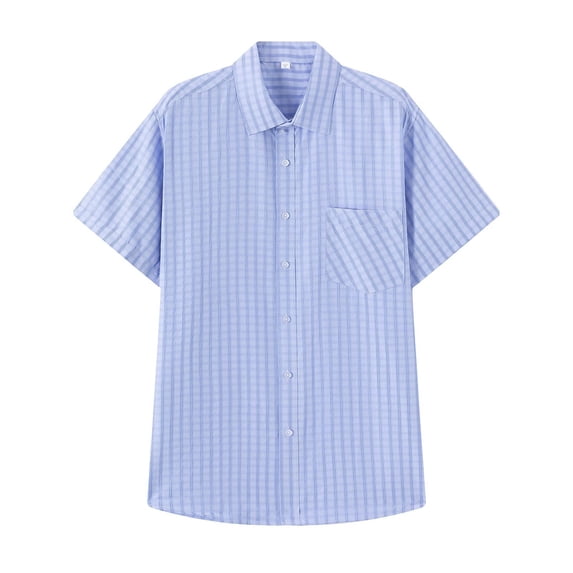 Maean Women's Plaid Short Sleeve Button down Shirt Casual Summer Blouses Tops with Pockets S-XXXL