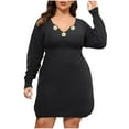thumbnail image 1 of Maean Women's Plus Size Dress Knit Long Sleeve Loose Midi Sweaters Dresses Fall Winter Fashion Clothes, 1 of 4