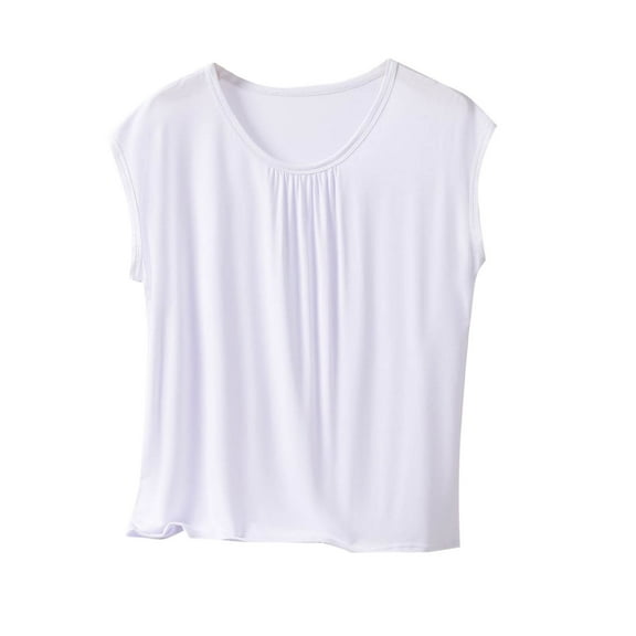 Maean Women's Plus Size Pajamas Tank Top Sleeveless Crew Neck Pleated Loose Tee Summer Sleepwear