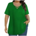 thumbnail image 1 of Maean Women's Plus Size Short Sleeve Tshirts V Neck Tunics Tops Summer Basic Loose Tee Blouses XL-5XL, 1 of 6