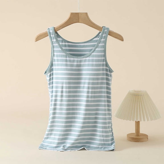 Maean Women's Sleepwear Vest Top Sleeveless Pajamas Shirt Ladies Loose with Built in Padded Bra Shirts