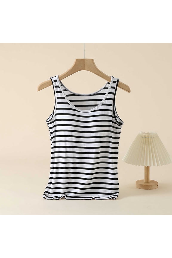 Women's Sleepwear Vest Top Sleeveless Pajamas Shirt Ladies Loose with Built in Padded Bra Shirts