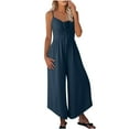 thumbnail image 1 of Maean Women's Sleeveless Jumpsuits Casual Wide Leg V Neck Drawstring Adjustable Spaghetti Strap Dress Rompers, 1 of 7