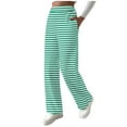 thumbnail image 1 of Maean Women's Striped Pants Fleece Fuzzy Lined Straight Leg Loose Trousers Casual High Waist Sweatpants, 1 of 7