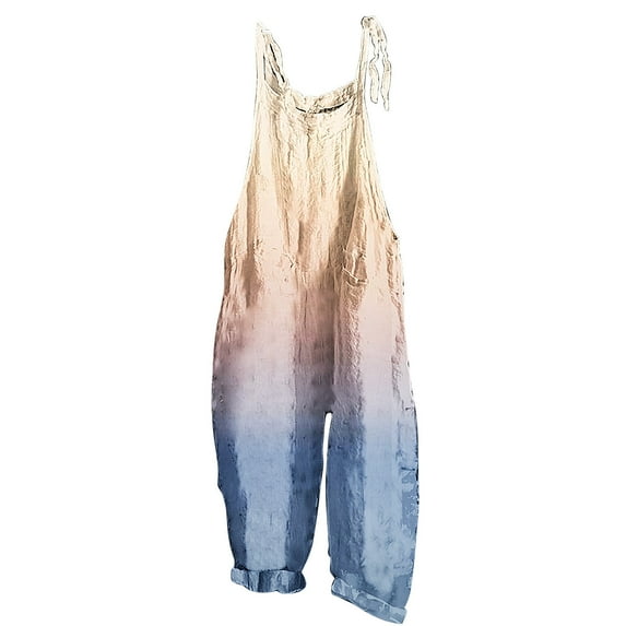 Maean Women's Wide Leg Jumpsuit with Pockets Plus Size Gradient Color Loose Straps Adjustable Rompers Pants