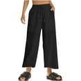 thumbnail image 1 of Maean Women's Wide Leg Pants Elastic High Waist Drawstring Baggy Casual Home Ankle Trousers with Pockets, 1 of 7