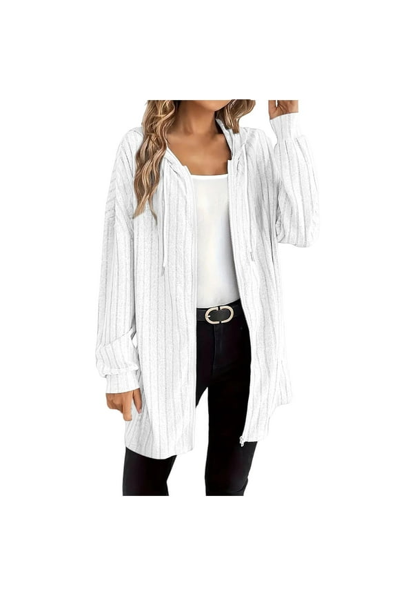 Women's Zip up Cardigan Hooded Casual Knitted Sweater Jacket Fall Winter Casual Sweatshirt Coats