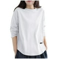 thumbnail image 1 of Maean Womens Basic Shirts Solid Color Casual Lightweight Sweatshirt Round Neck Long Sleeve Tees Tops, 1 of 7