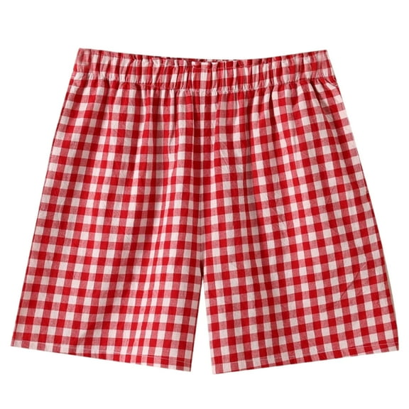 Maean Womens Boxer Shorts Cotton Lounge Plaid Beach Shorts Casual Summer Sleepwear Pajama Bottoms