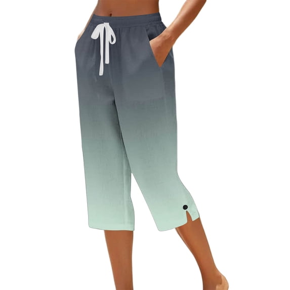 Maean Womens Capri Pants with Pockets Loose Workout Drawstring Cropped Pant Summer Causal Capris